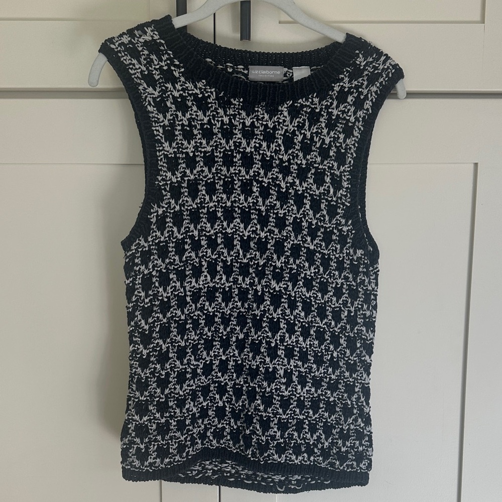 Liz Claiborne Collection Navy and White Sweater Vest